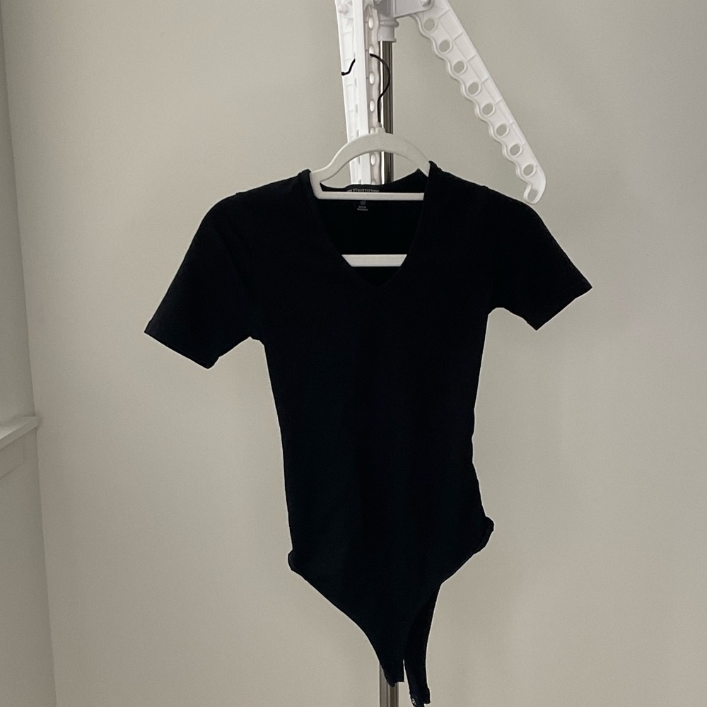 Black ribbed bodysuit